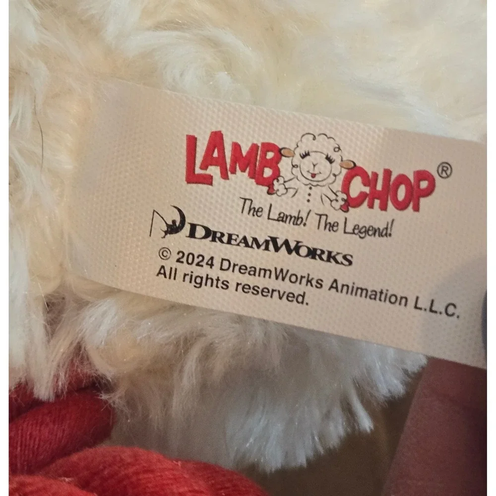 Lamb Chop Plush 3 Head Rope Dog Toy DreamWorks Shari Lewis White Red 2024